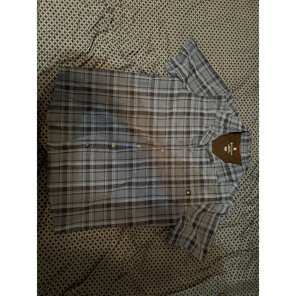 Spyder Men's Short-Sleeve Button Up Blue Shirt Size L